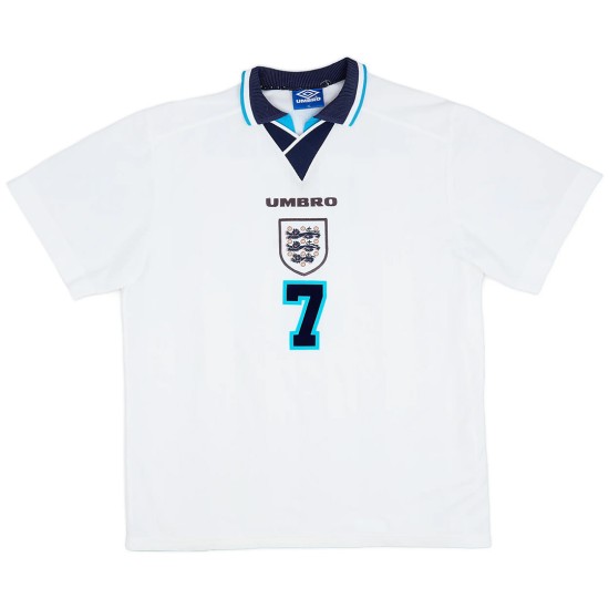 BECKHAM #7 Retro England Home Jersey Euro Cup 1996